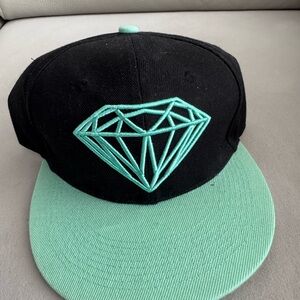 Diamond Supply Co. Black and Mint Green Snapback Hat